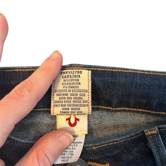 True Religion Womens Jeans Sz 28 Rhinestone Embellished Super T Stitch Skinny - Picture 13 of 16